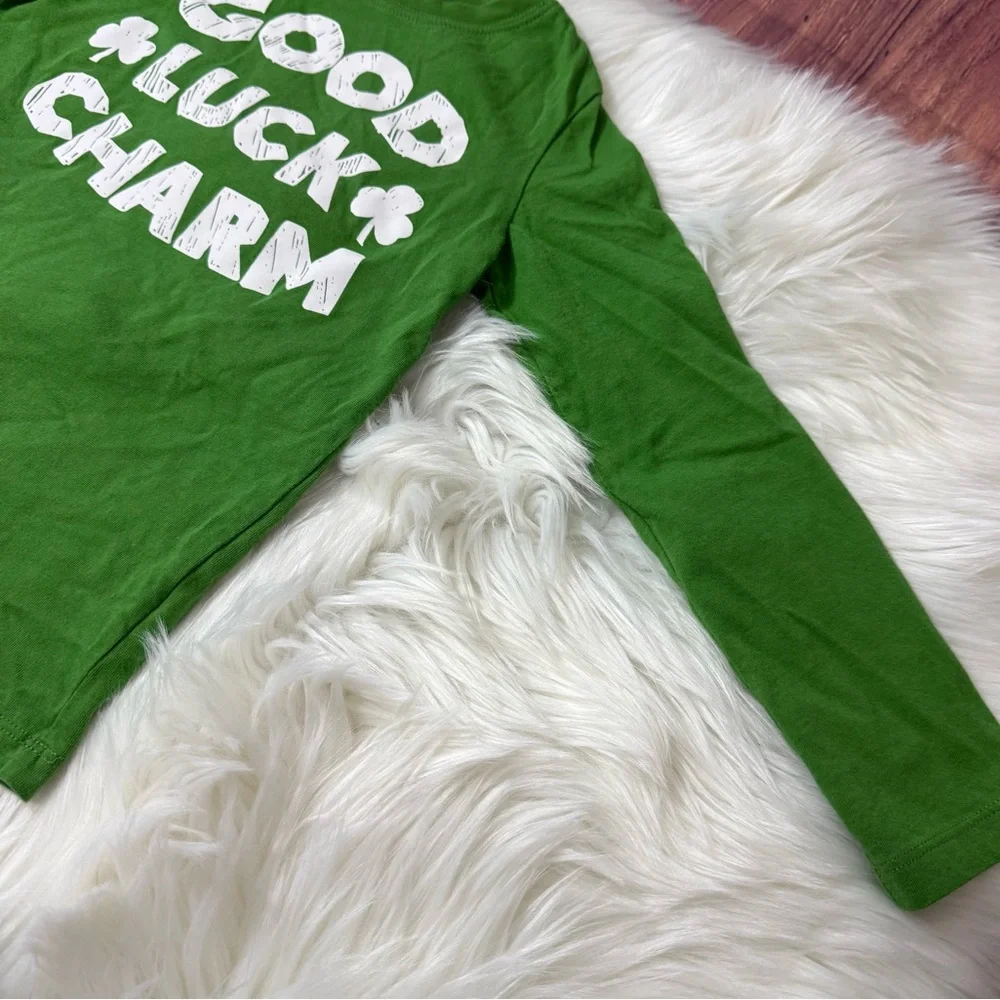 Carter's Youth Boy Size 6 Green 'Good Luck Charm' Long Sleeve Shirt